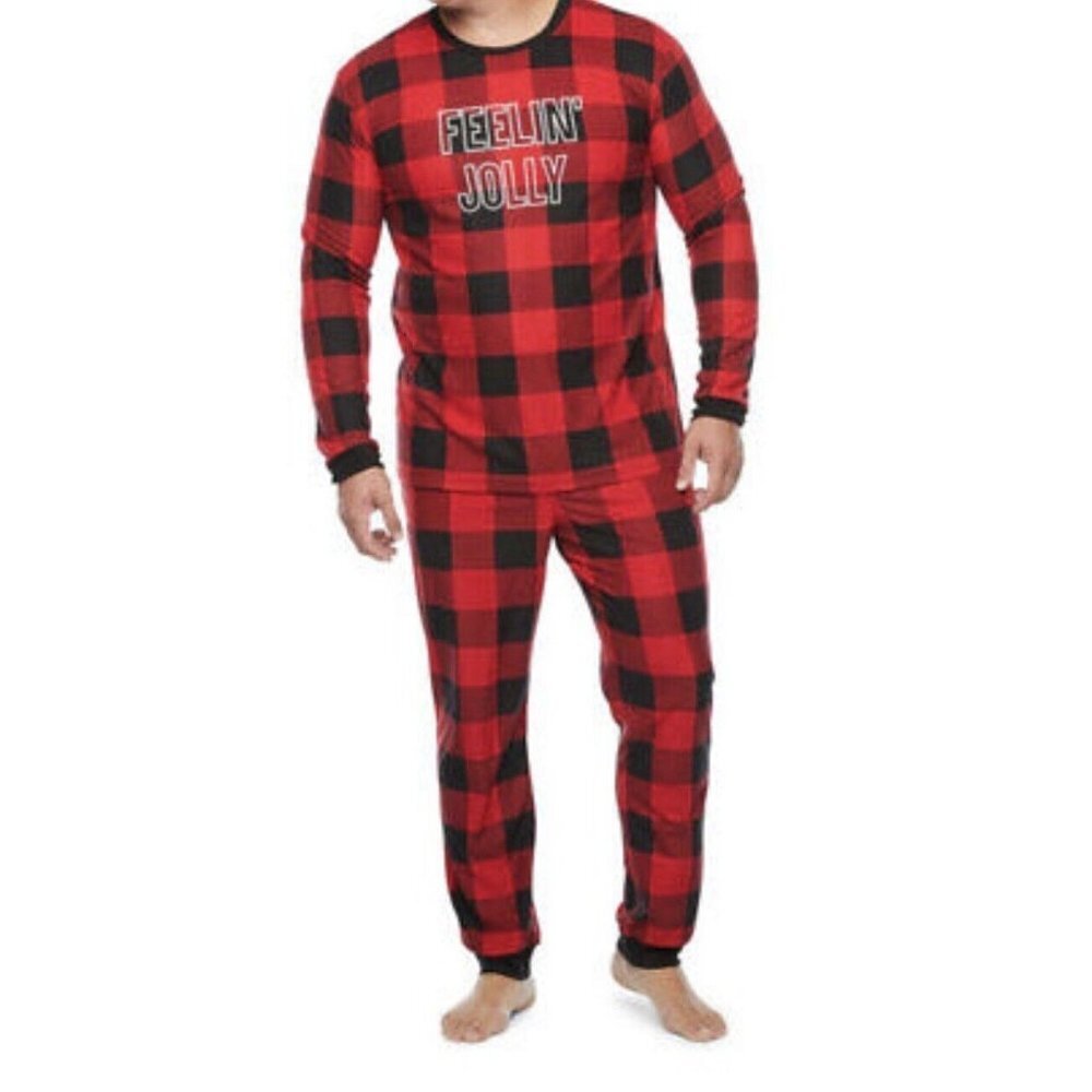 North Pole Men's  pajama set shirt and pants  feelin jolly  plaid Size 4XL (C1)